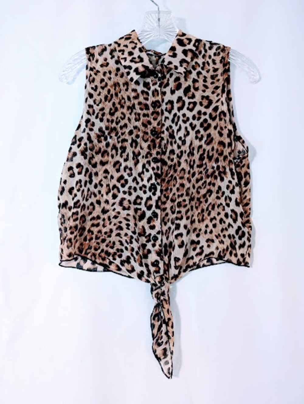 Papaya, animal print shear, tie front top size small mobwife gangstergirl Y2K